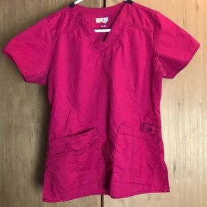 Red scrub top